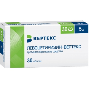ЛЕВОЦЕТИРИЗИН-ВЕРТЕКС ТАБ. П/О ПЛЁН. 5МГ №30